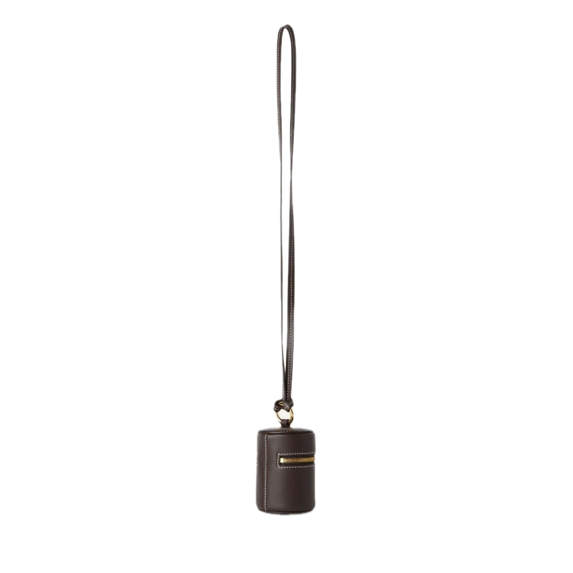 VT - SIXTY Brown Cylinder - shaped Handheld & Crossbody Bag with Gold Hardware