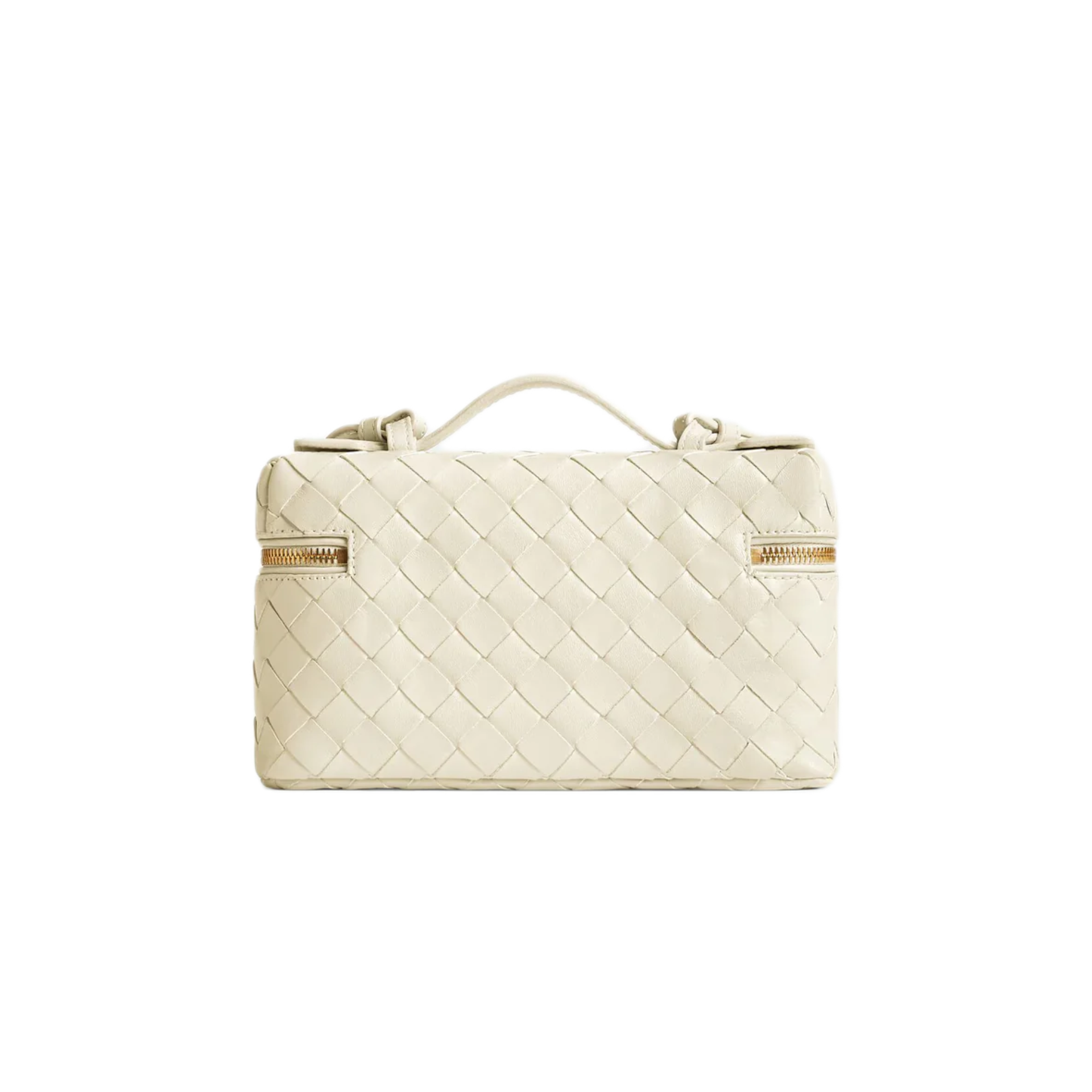 VT - SIXTY Woven Leather Convertible Handheld & Crossbody Bag with Gold Hardware