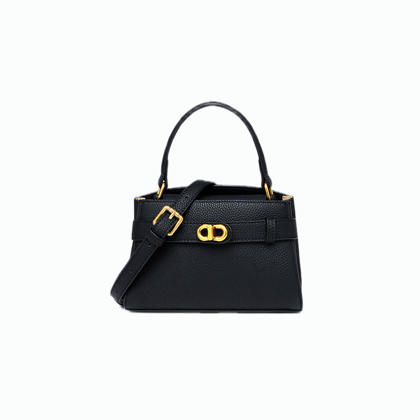 VT-Aubrey Metallic-Buckle Top Handle Bag