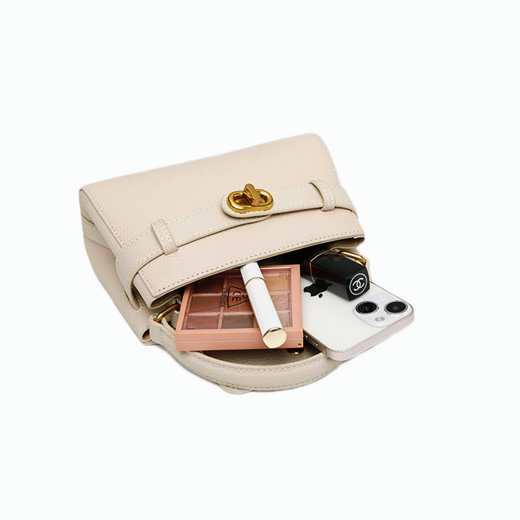 VT-Aubrey Metallic-Buckle Top Handle Bag