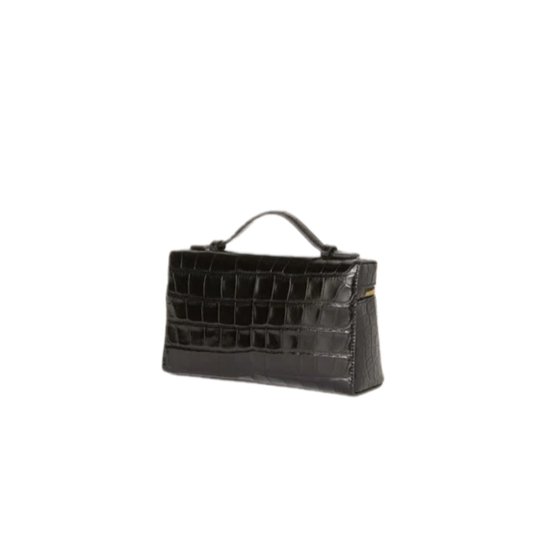 VT - SIXTY Black Crocodile - embossed Handheld Bag