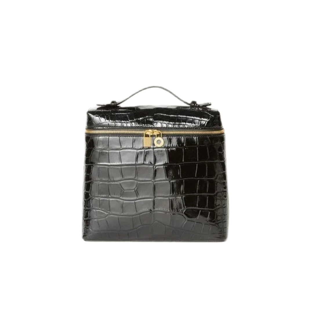 VT - SIXTY Black Crocodile - embossed Convertible Backpack (Handheld Bag)