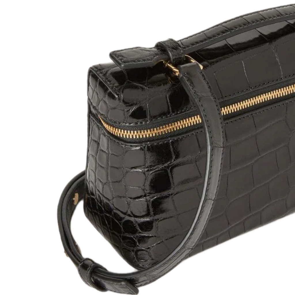 VT - SIXTY Black Crocodile - embossed Handheld Bag