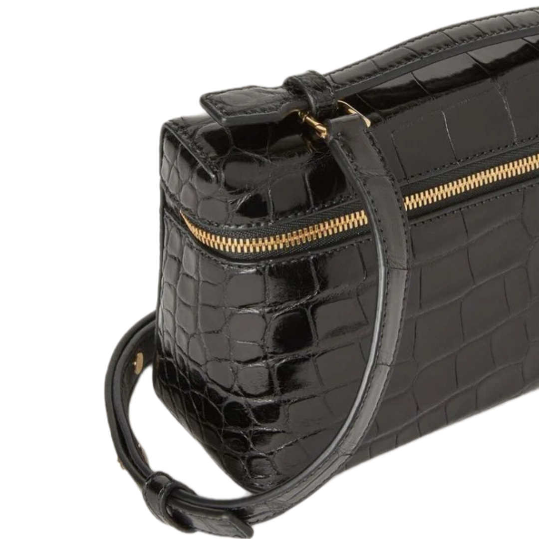 VT - SIXTY Black Crocodile - embossed Handheld Bag