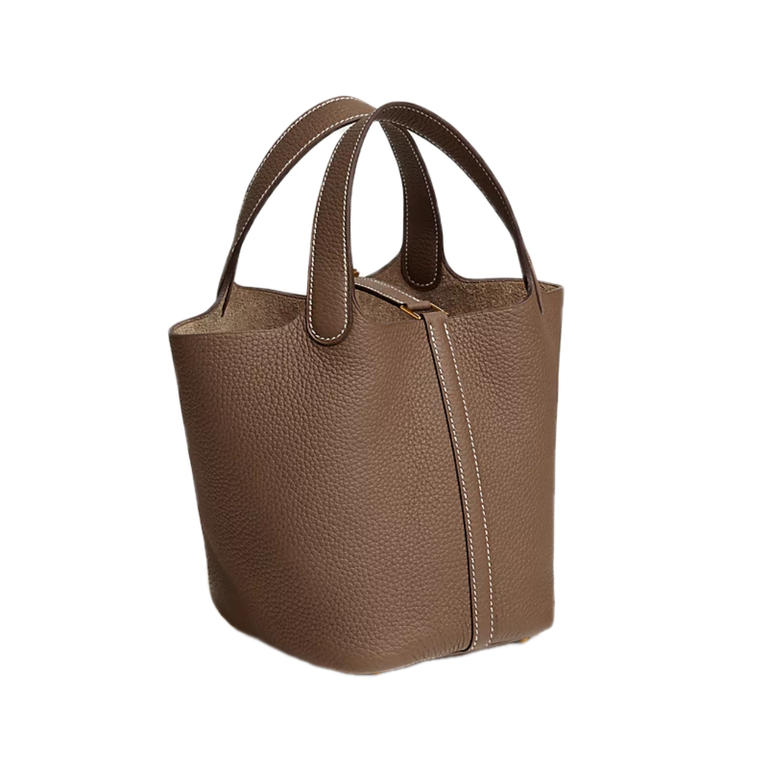 VT - SIXTY Textured Leather Handheld Bag with Gold Lock Detail