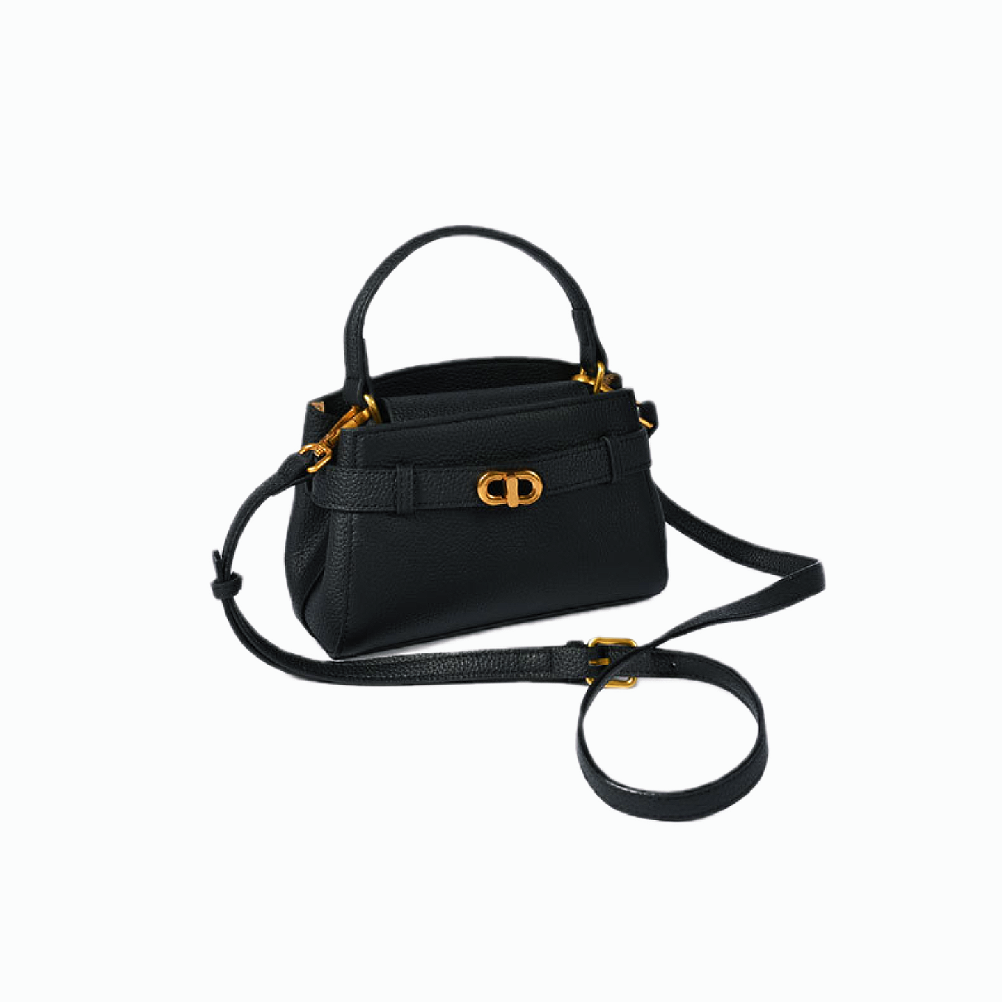 VT-Aubrey Metallic-Buckle Top Handle Bag