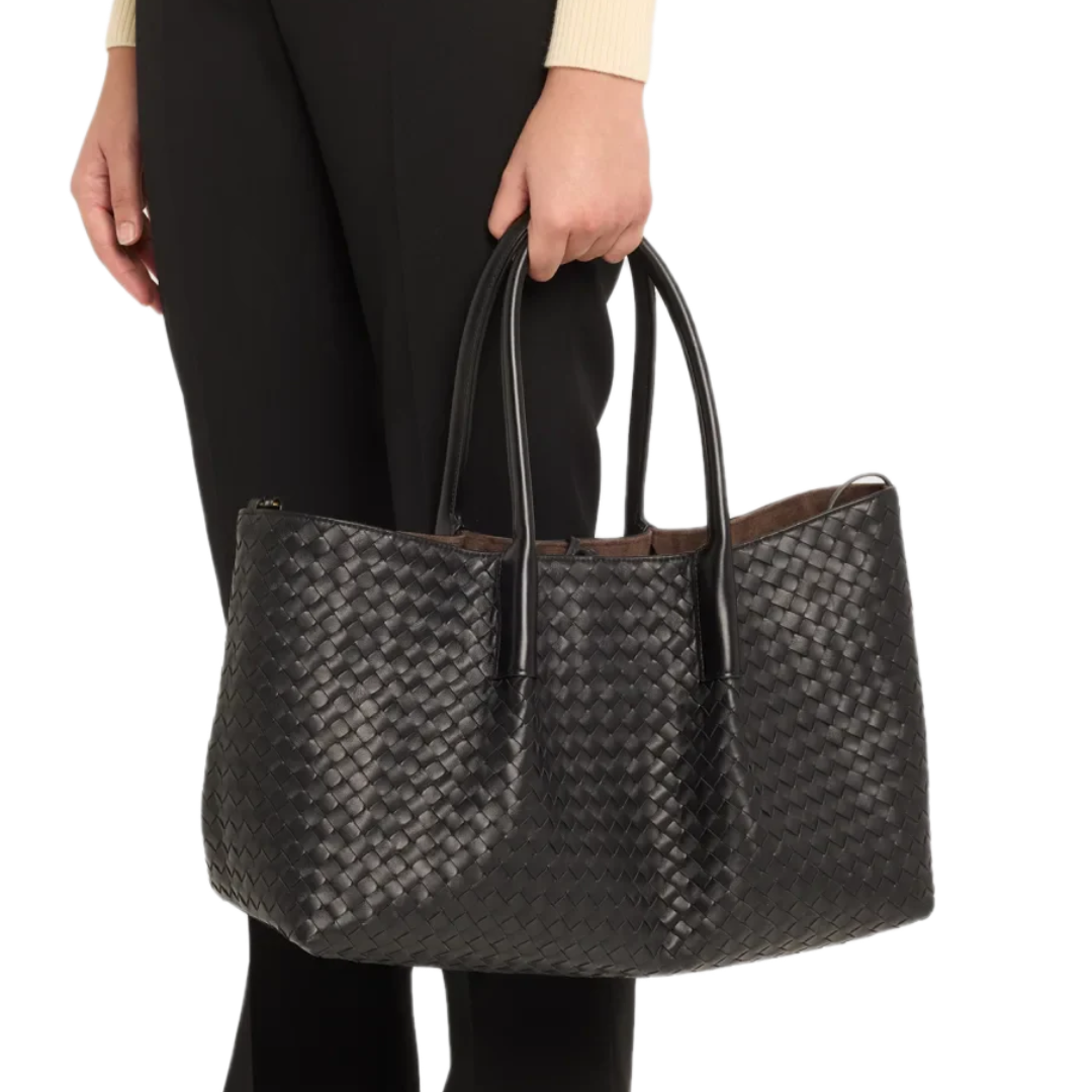 VT - SIXTY Reversible Woven Leather & Suede Handbag