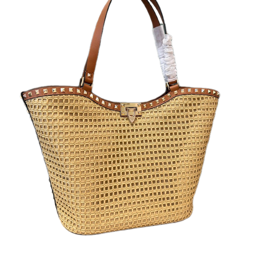 VT - SIXTY Beige Woven Light Luxury Fashion Woven Handheld Bag