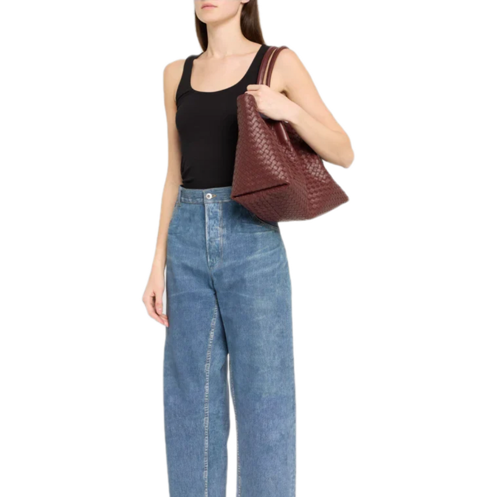VT - SIXTY Reversible Woven Leather & Suede Handbag