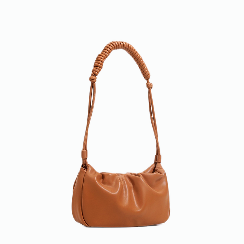 VT-Loretta Ruched Knotted-Strap Shoulder Bag
