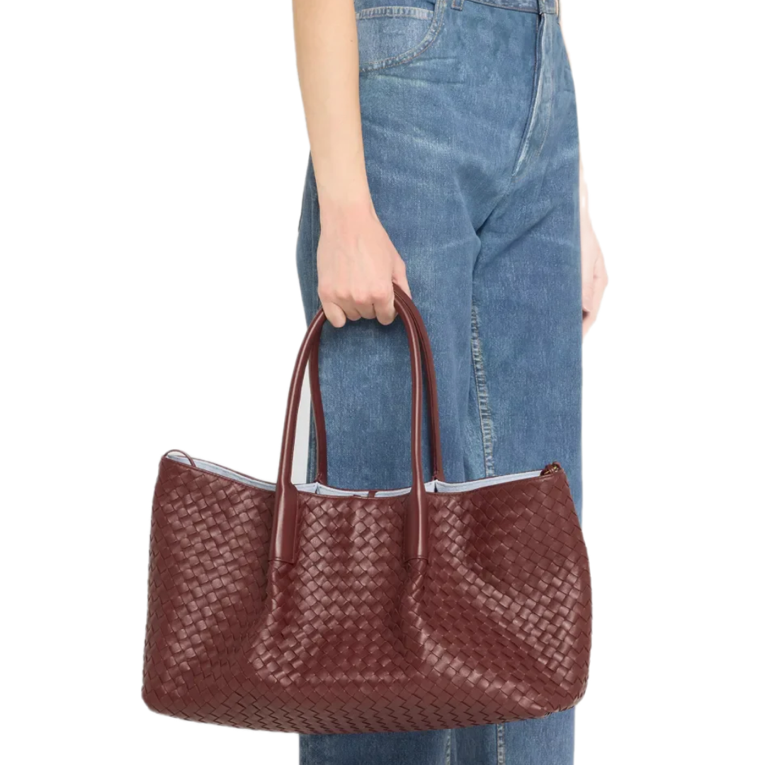 VT - SIXTY Reversible Woven Leather & Suede Handbag