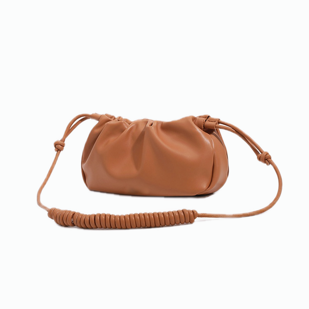VT-Loretta Ruched Knotted-Strap Shoulder Bag