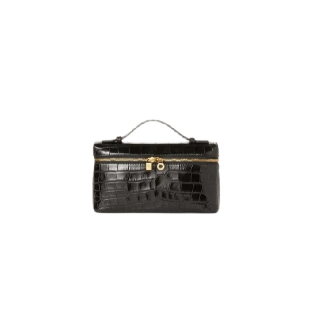 VT - SIXTY Black Crocodile - embossed Handheld Bag