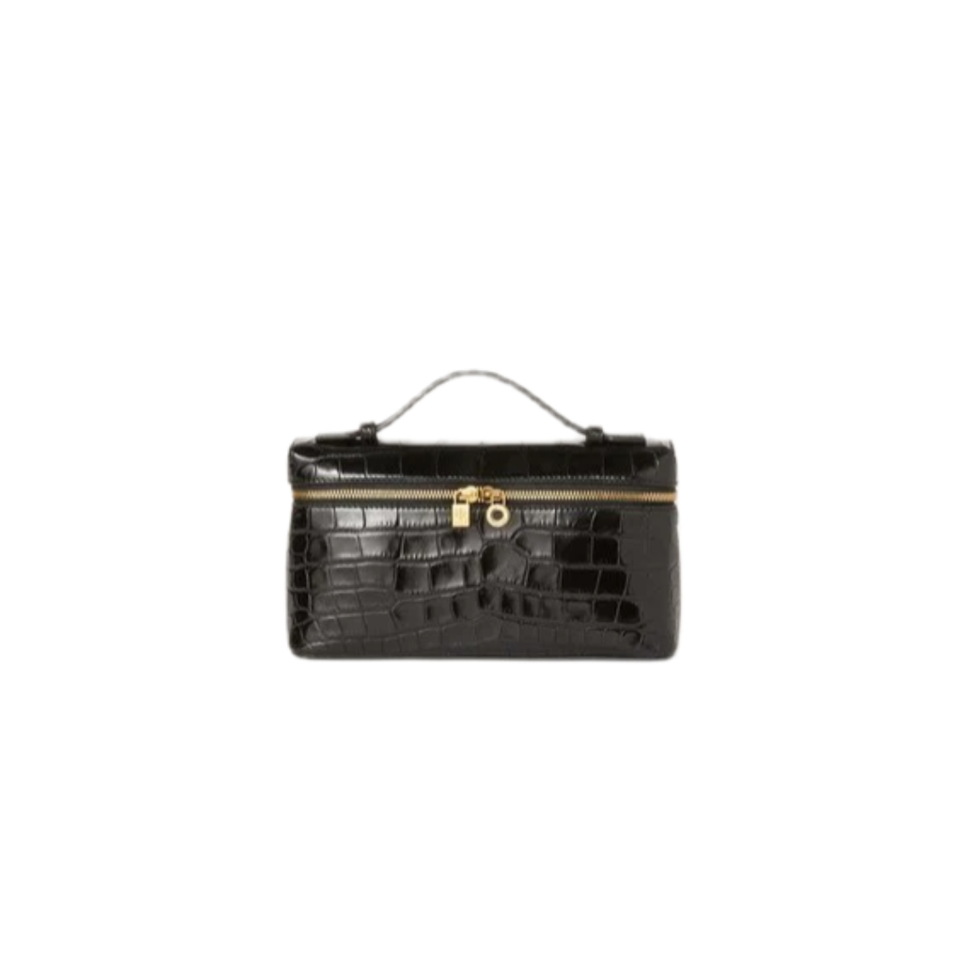 VT - SIXTY Black Crocodile - embossed Handheld Bag
