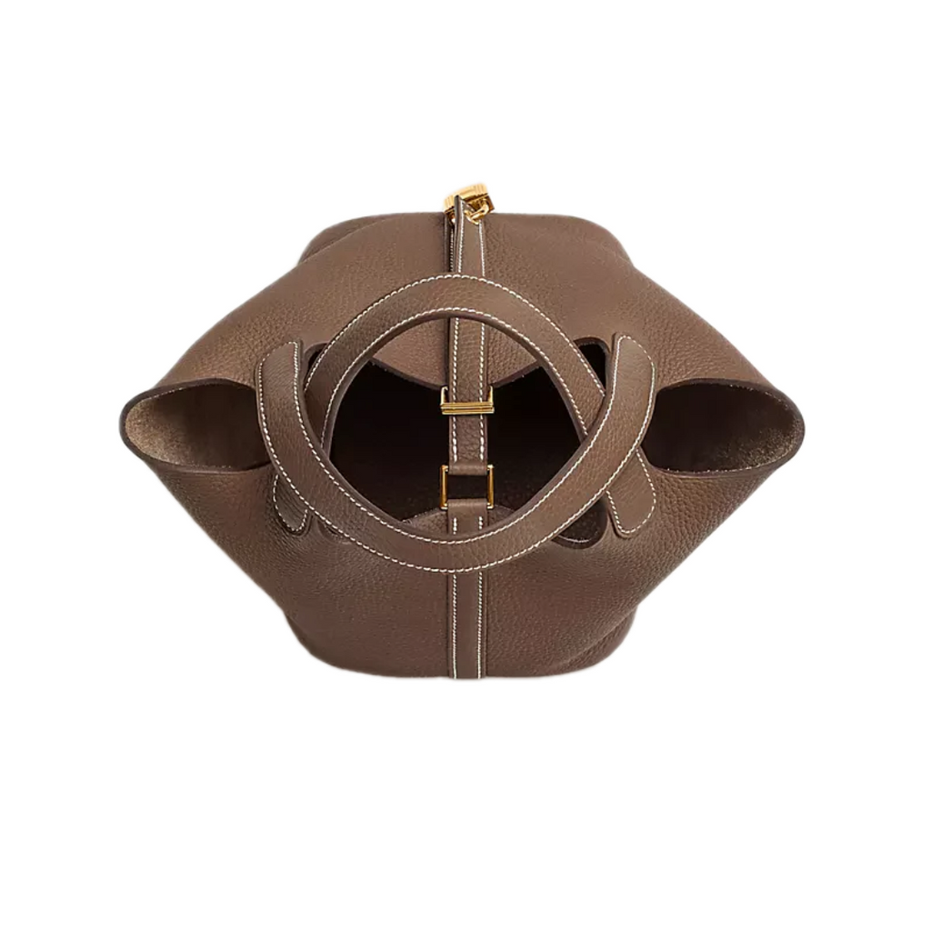 VT - SIXTY Textured Leather Handheld Bag with Gold Lock Detail