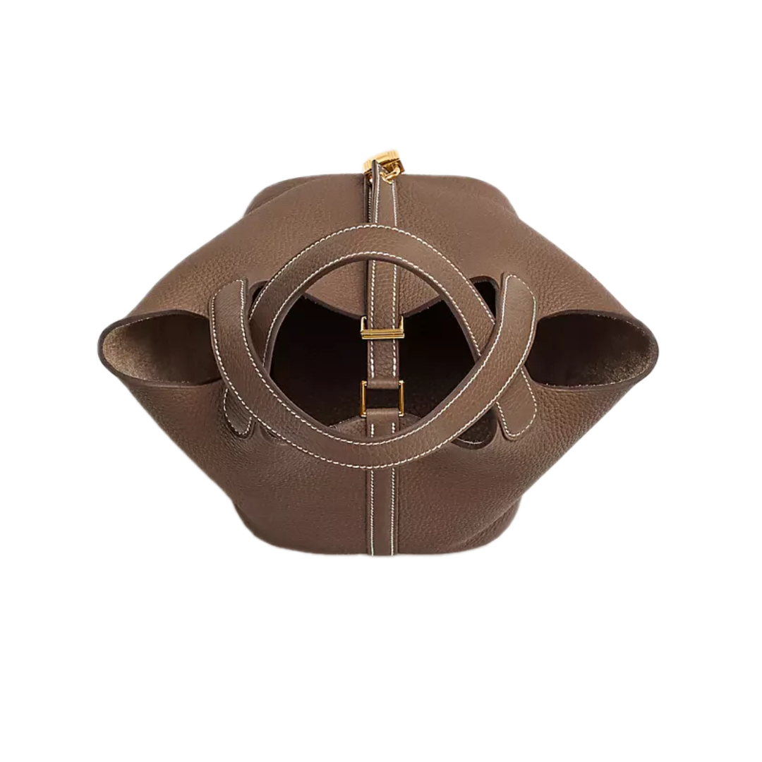VT - SIXTY Textured Leather Handheld Bag with Gold Lock Detail