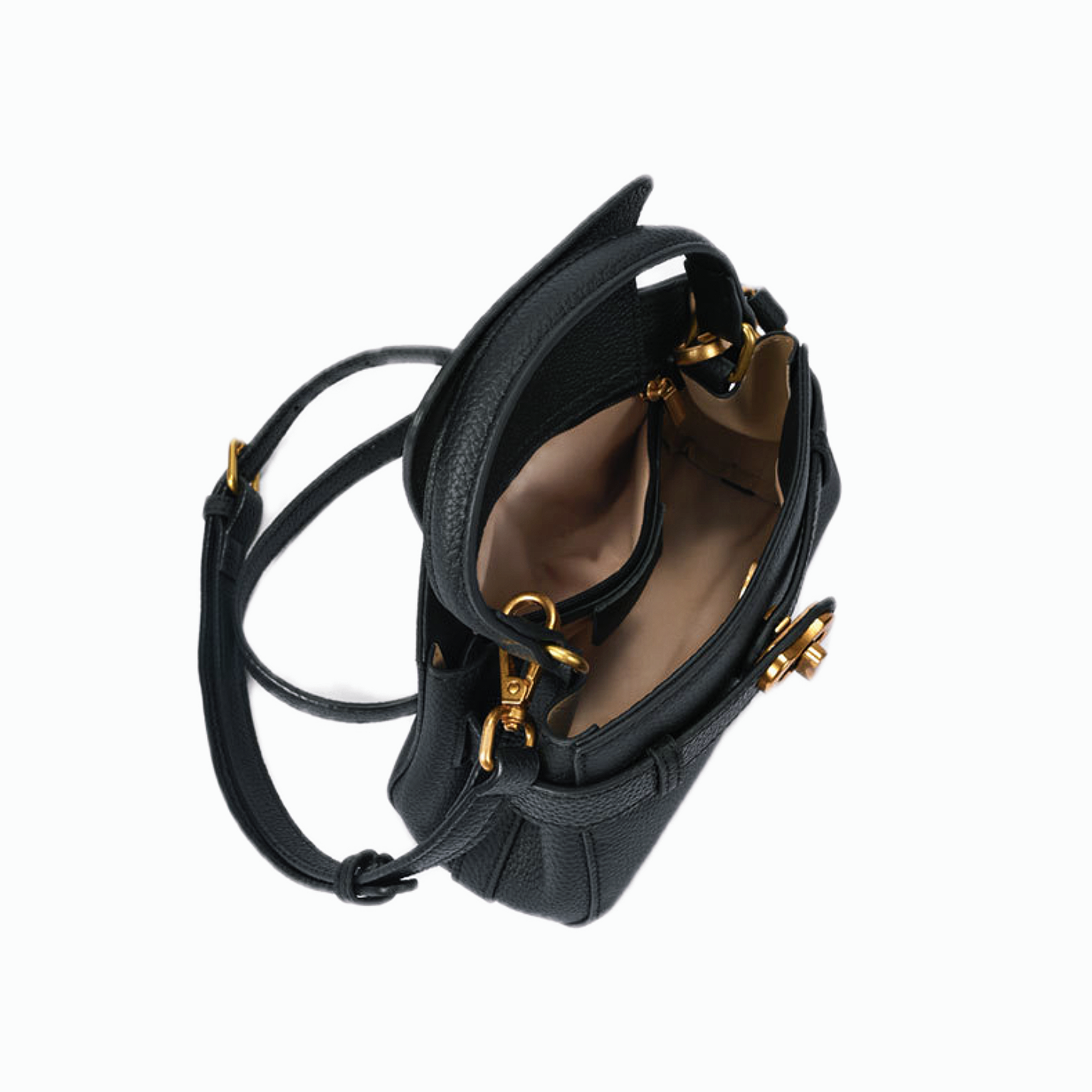 VT-Aubrey Metallic-Buckle Top Handle Bag