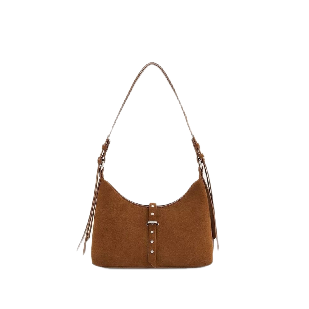 VT-Wren Recycled Suede Studded Belted Shoulder Bag