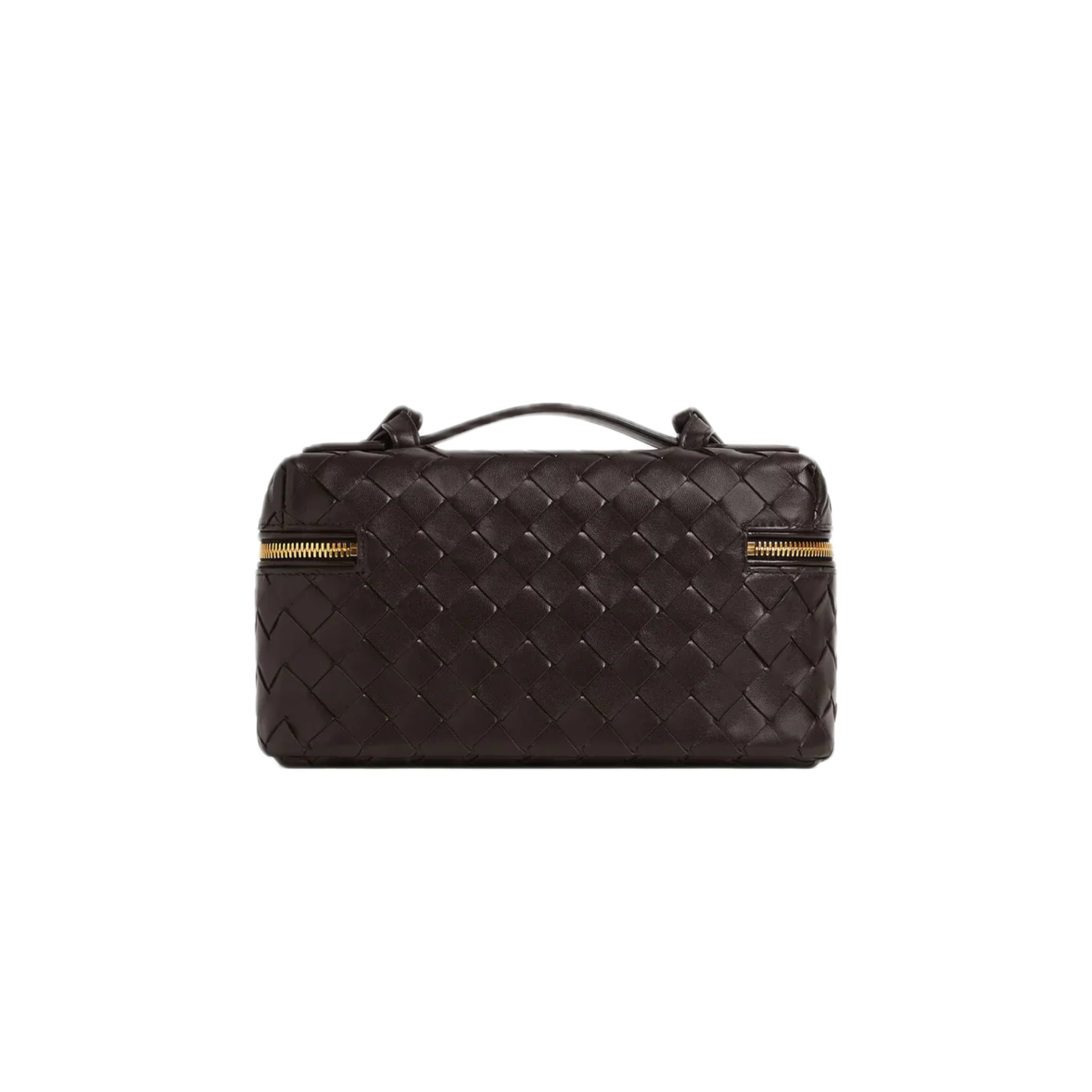 VT - SIXTY Woven Leather Convertible Handheld & Crossbody Bag with Gold Hardware