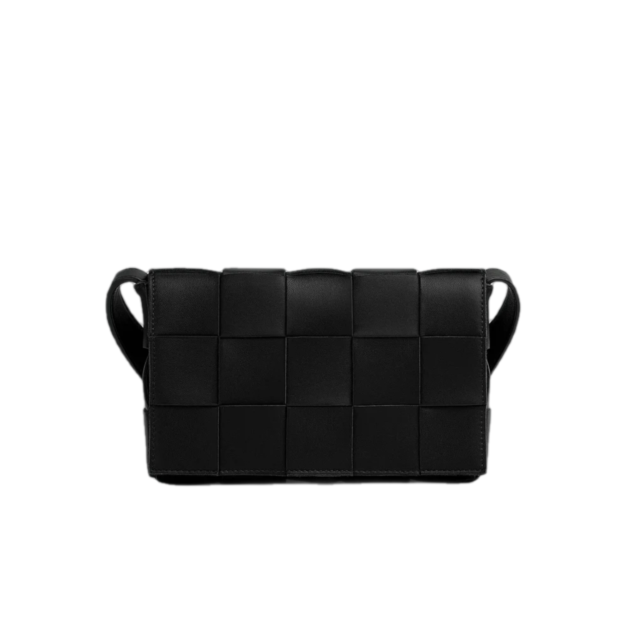 VT - SIXTY Black Intreccio Leather Crossbody Bag