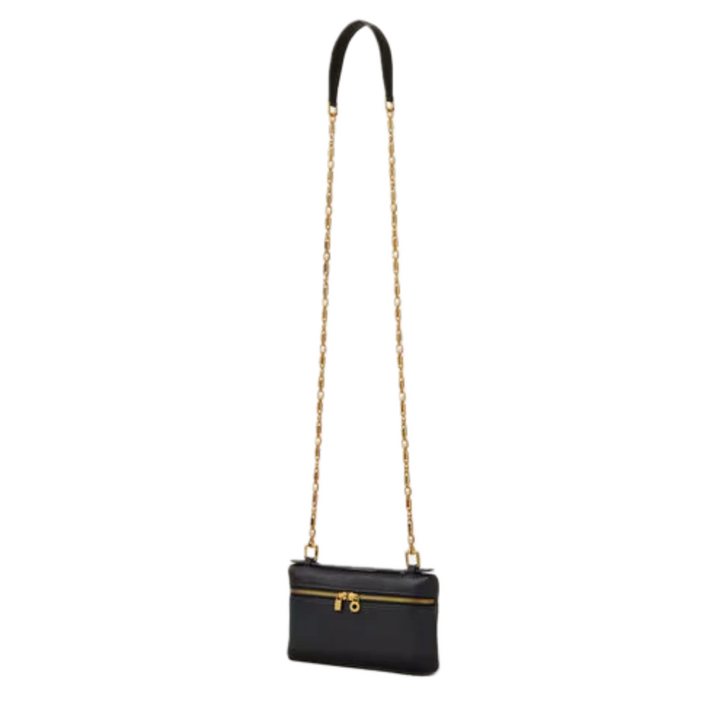 VT - SIXTY Textured Leather Convertible Handheld & Crossbody Bag with Gold Hardware