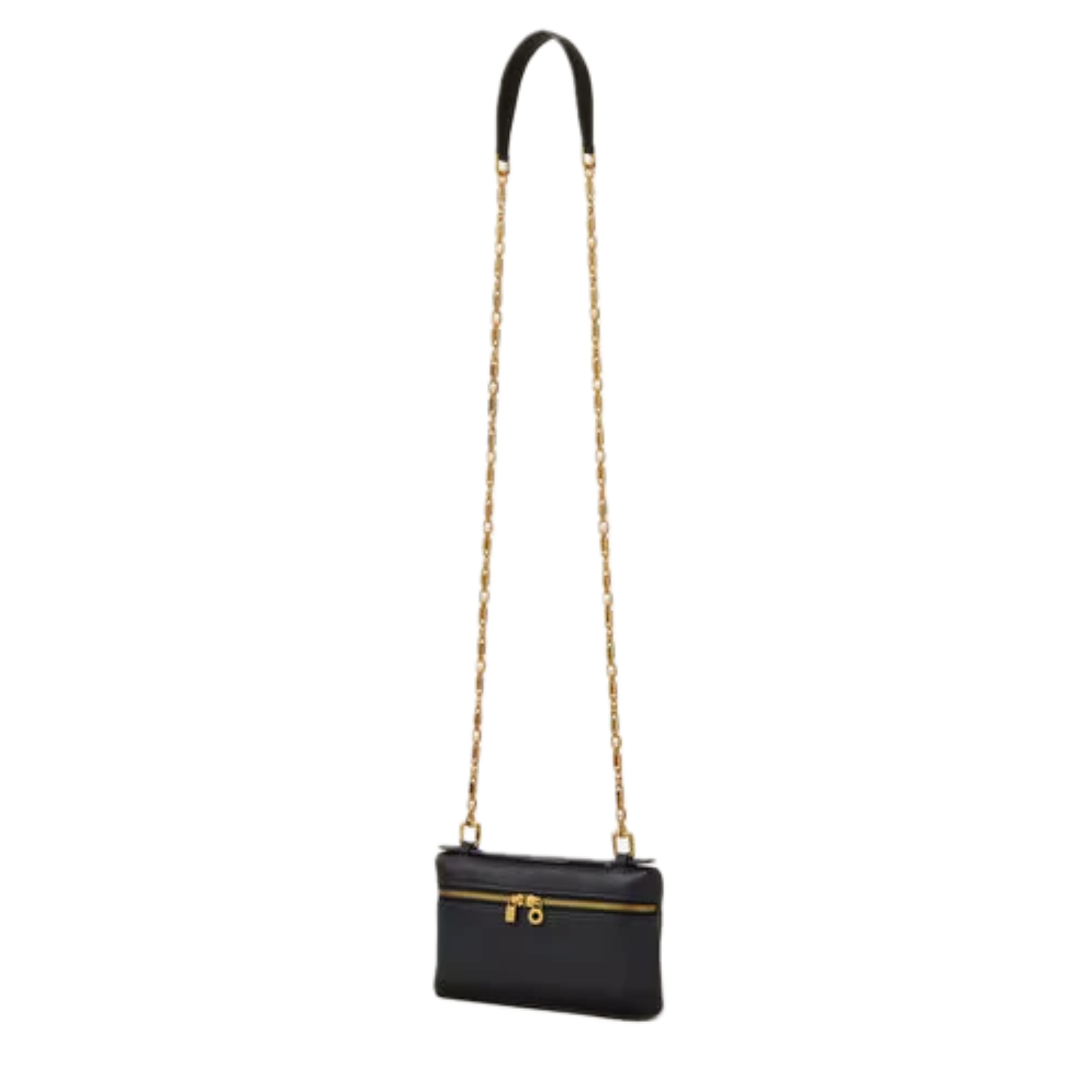VT - SIXTY Textured Leather Convertible Handheld & Crossbody Bag with Gold Hardware