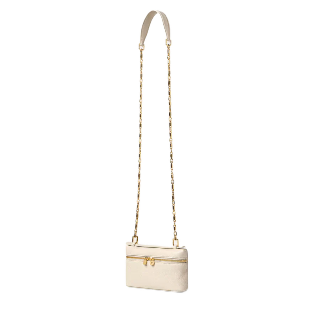 VT - SIXTY Textured Leather Convertible Handheld & Crossbody Bag with Gold Hardware