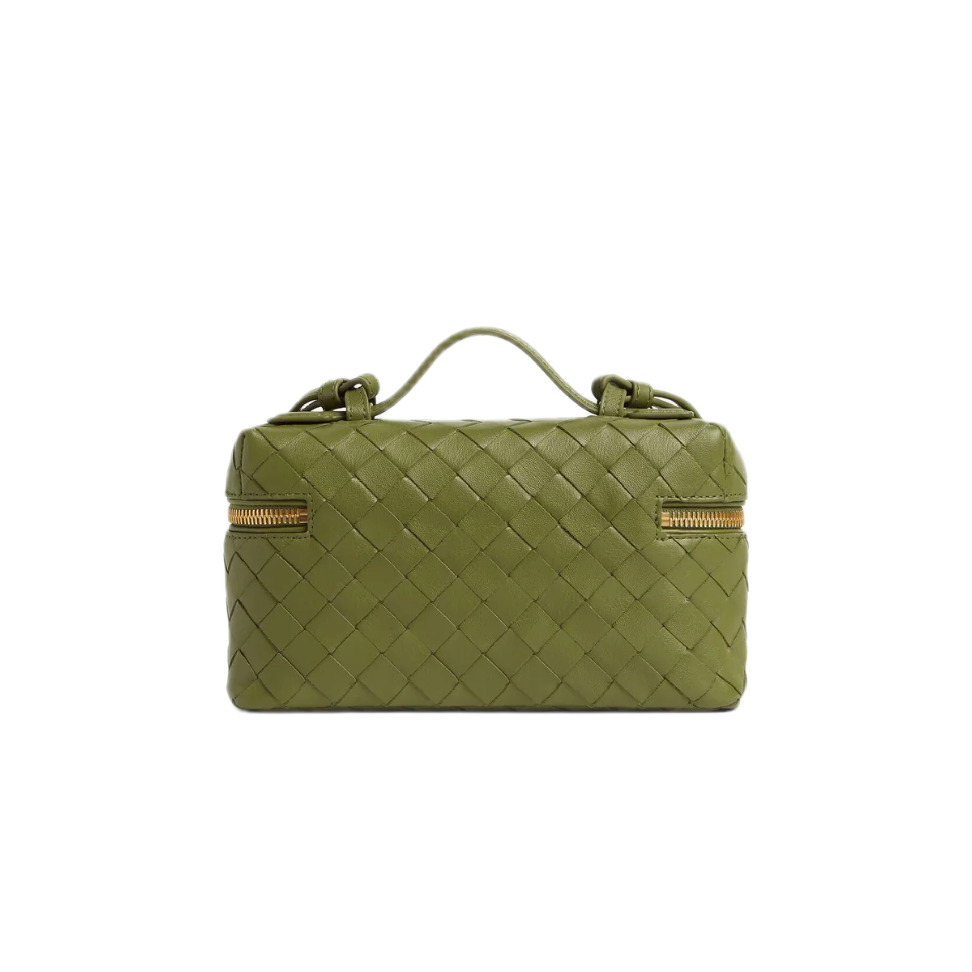 VT - SIXTY Woven Leather Convertible Handheld & Crossbody Bag with Gold Hardware