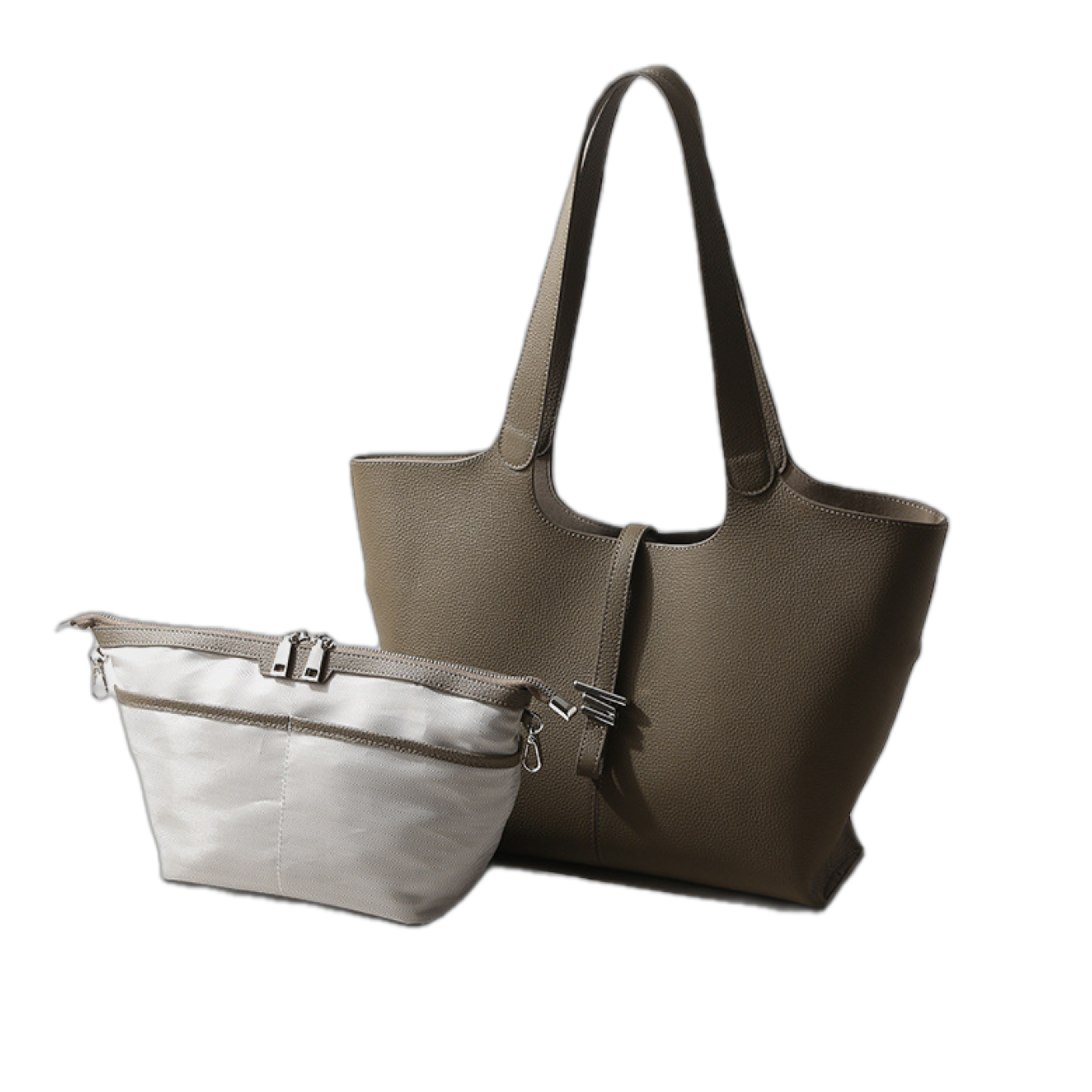 Top-grain Genuine Leather Medium-Soft Large Tote Bag with Magnetic Snap