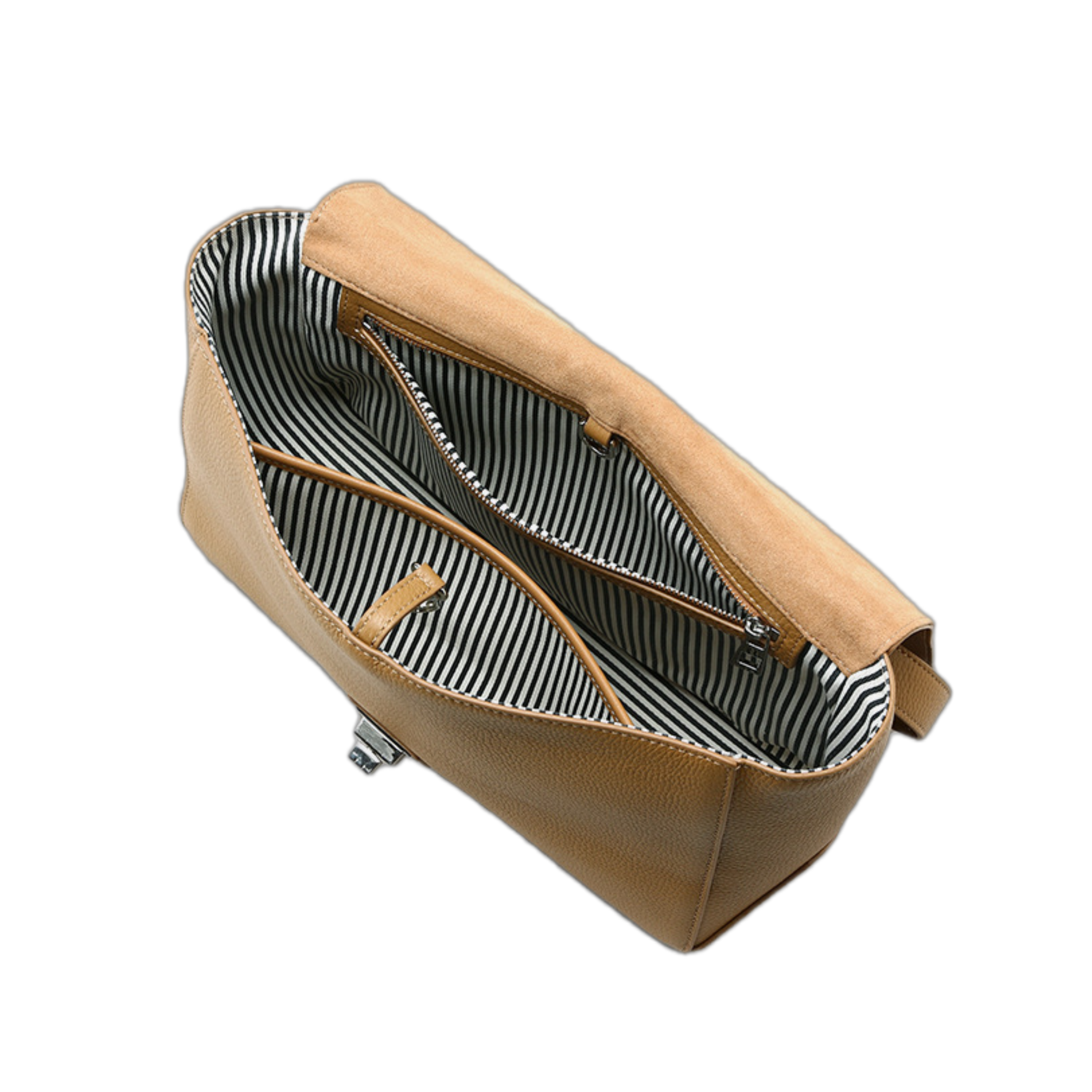 Top-grain Naturally Tumbled Leather Lock Clasp Medium-Soft Tote Shoulder Bag