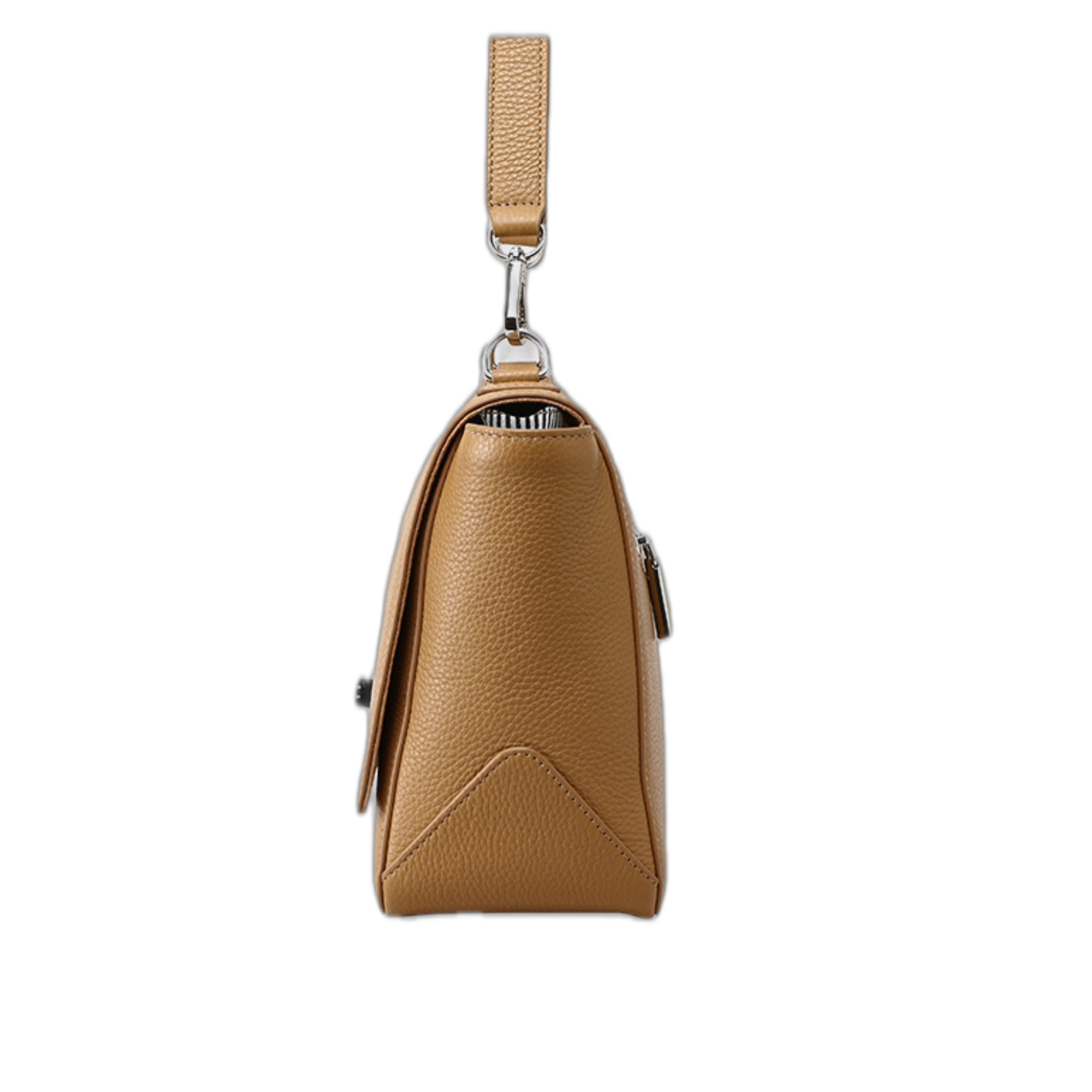 Top-grain Naturally Tumbled Leather Lock Clasp Medium-Soft Tote Shoulder Bag