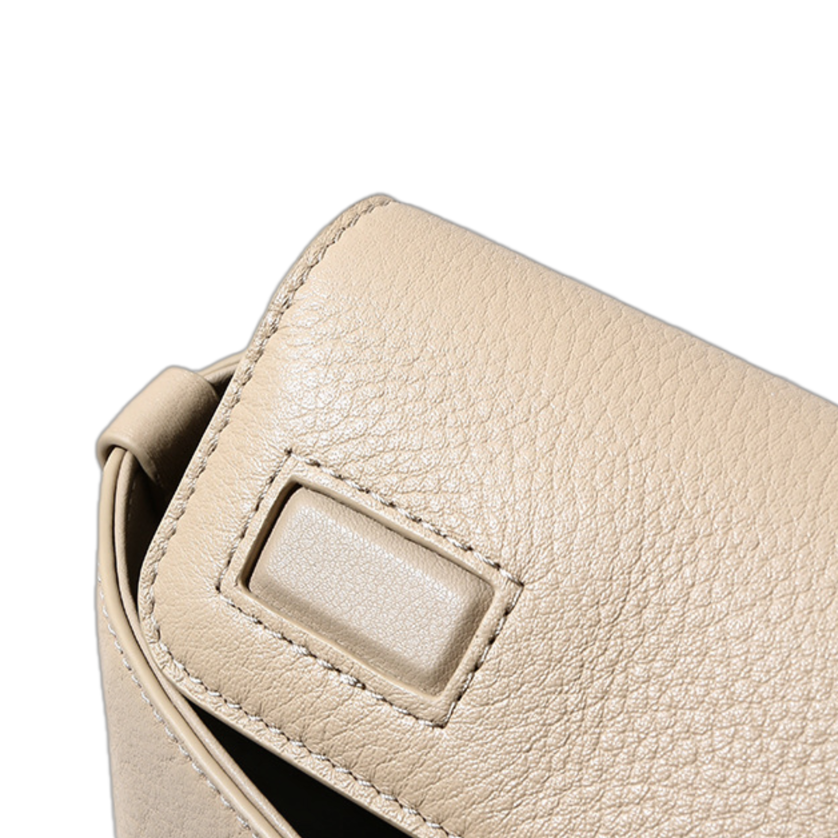 Top-grain Cowhide Sewing Thread Medium Horizontal Square Tote Bag