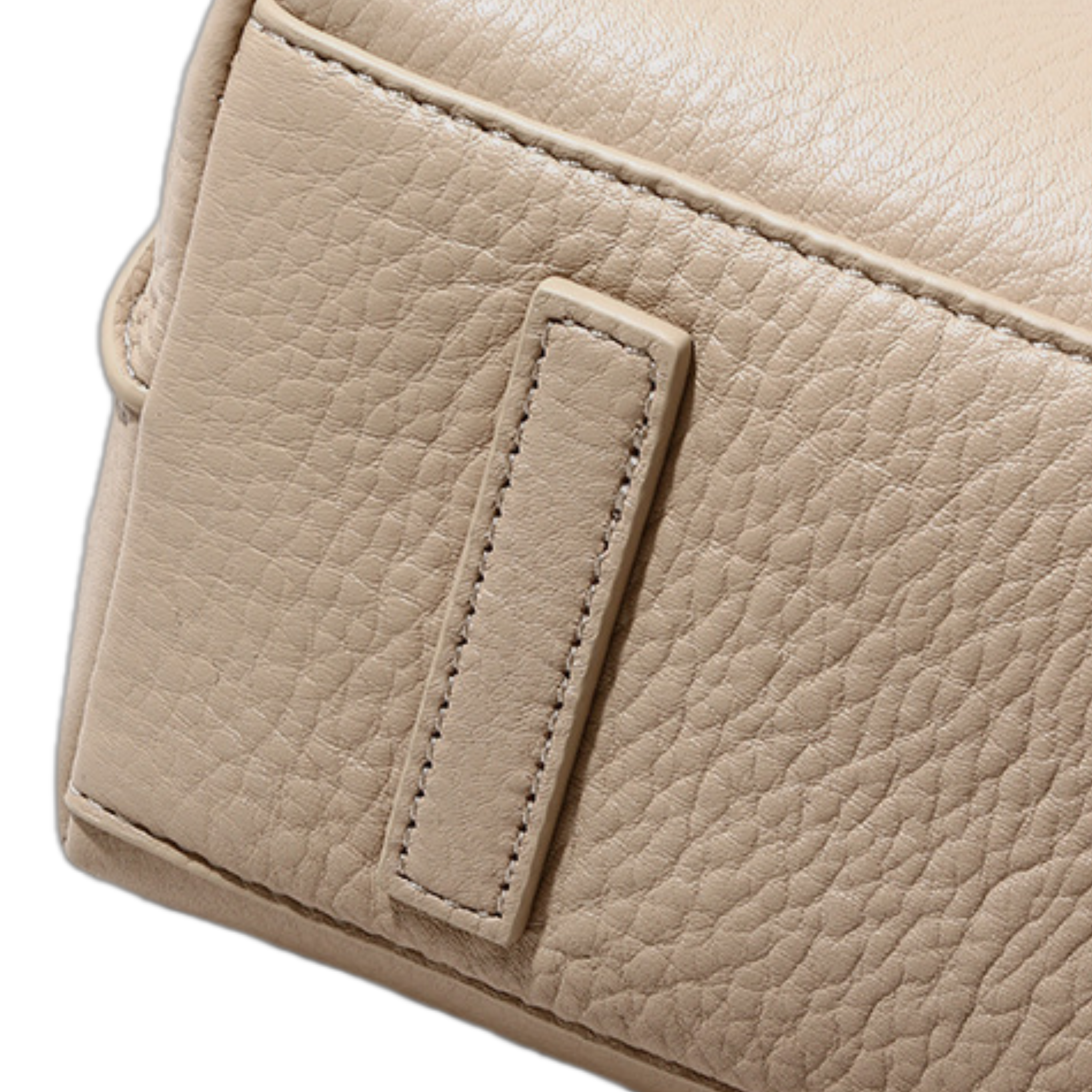 Top-grain Cowhide Sewing Thread Medium Horizontal Square Tote Bag