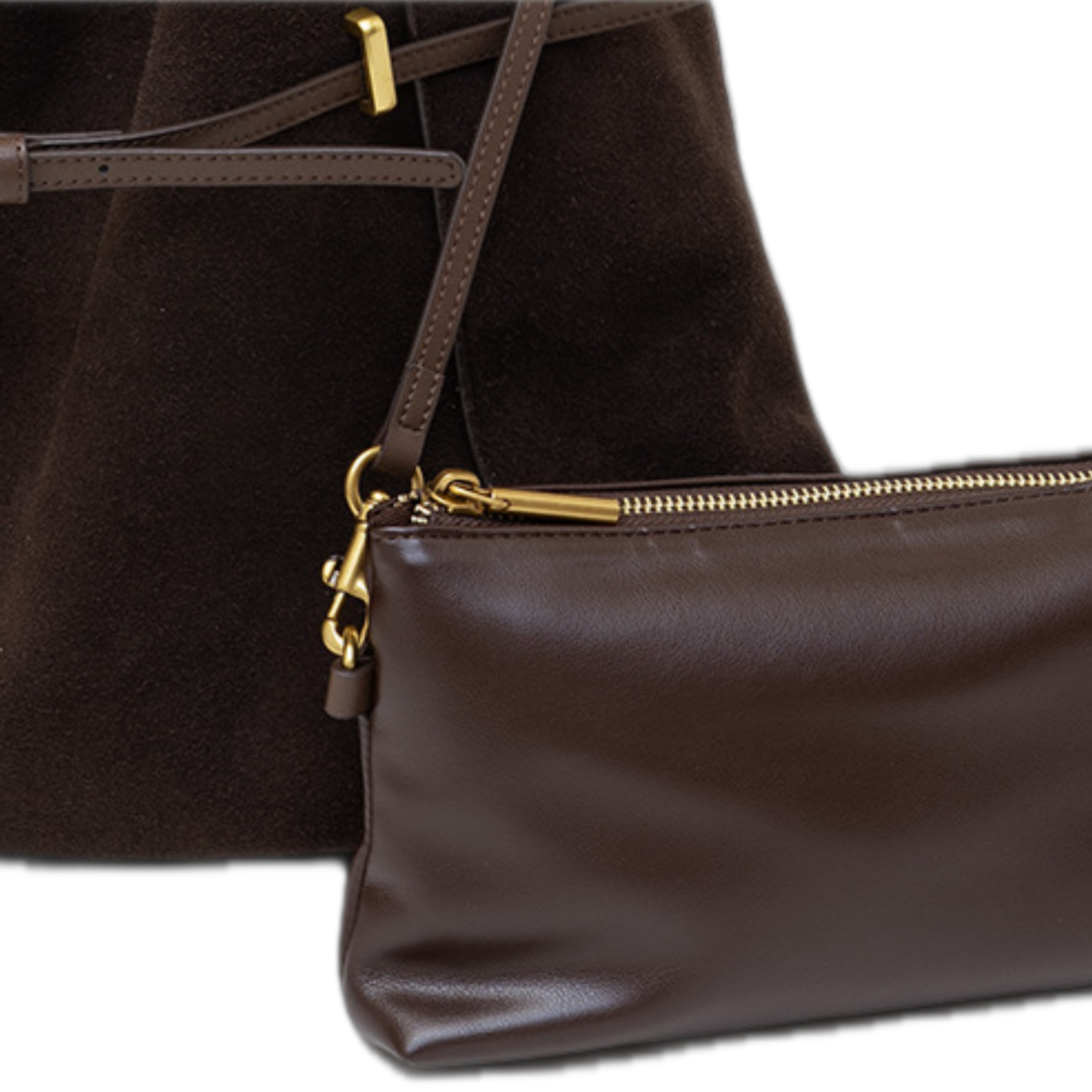 Reverse Suede Sanded Leather Magnetic Clasp Medium-Soft Tote Bag