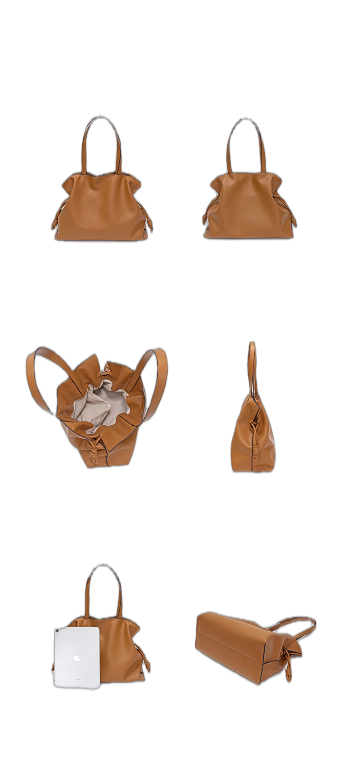 Second-layer Cowhide Magnetic Snap Large Horizontal Square Tote Bag