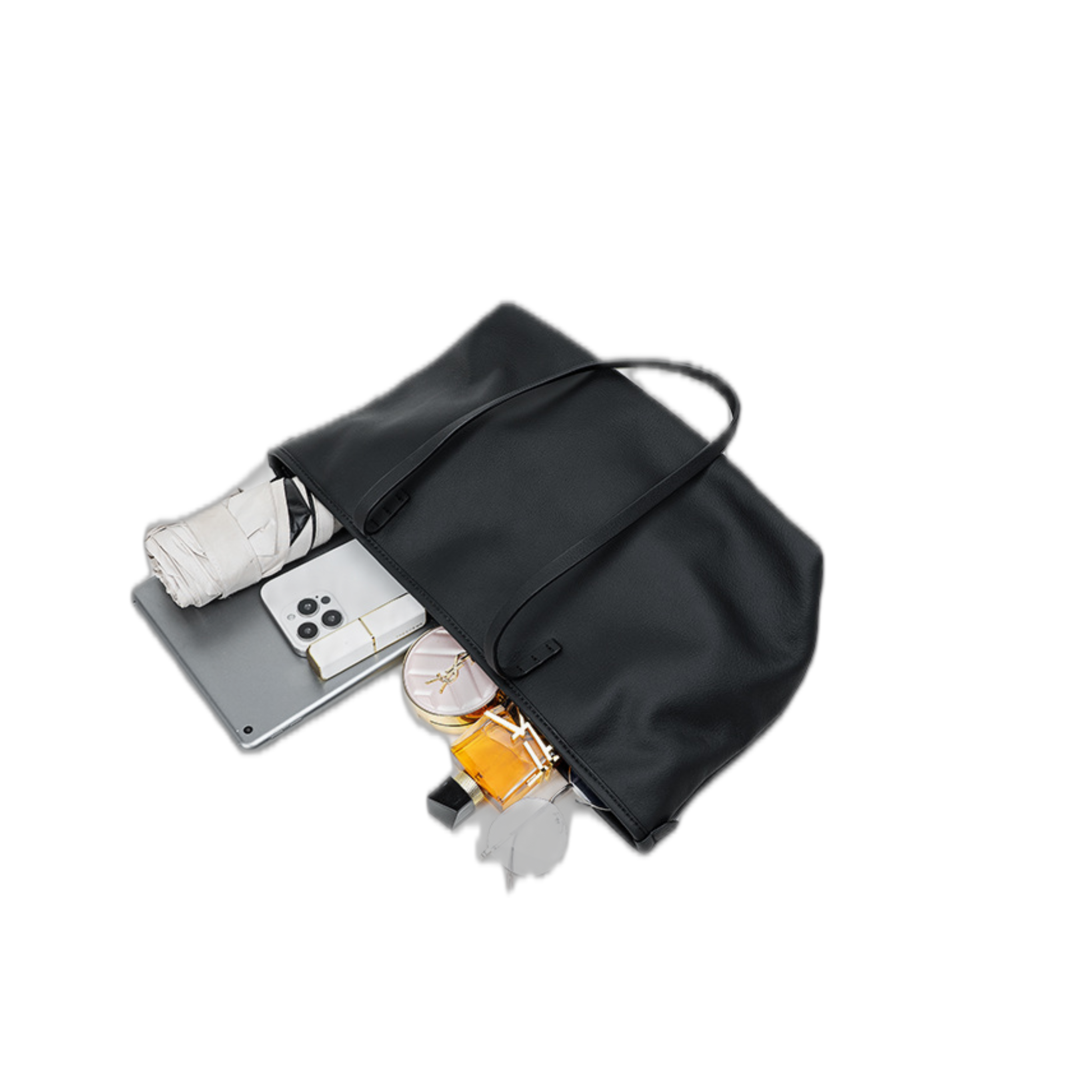 Top-grain Genuine Leather Large Horizontal Square Tote Bag with Cowhide Lining