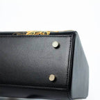 Embroidery Leather Black Lady Bag Gold Peony Luxury Handbag