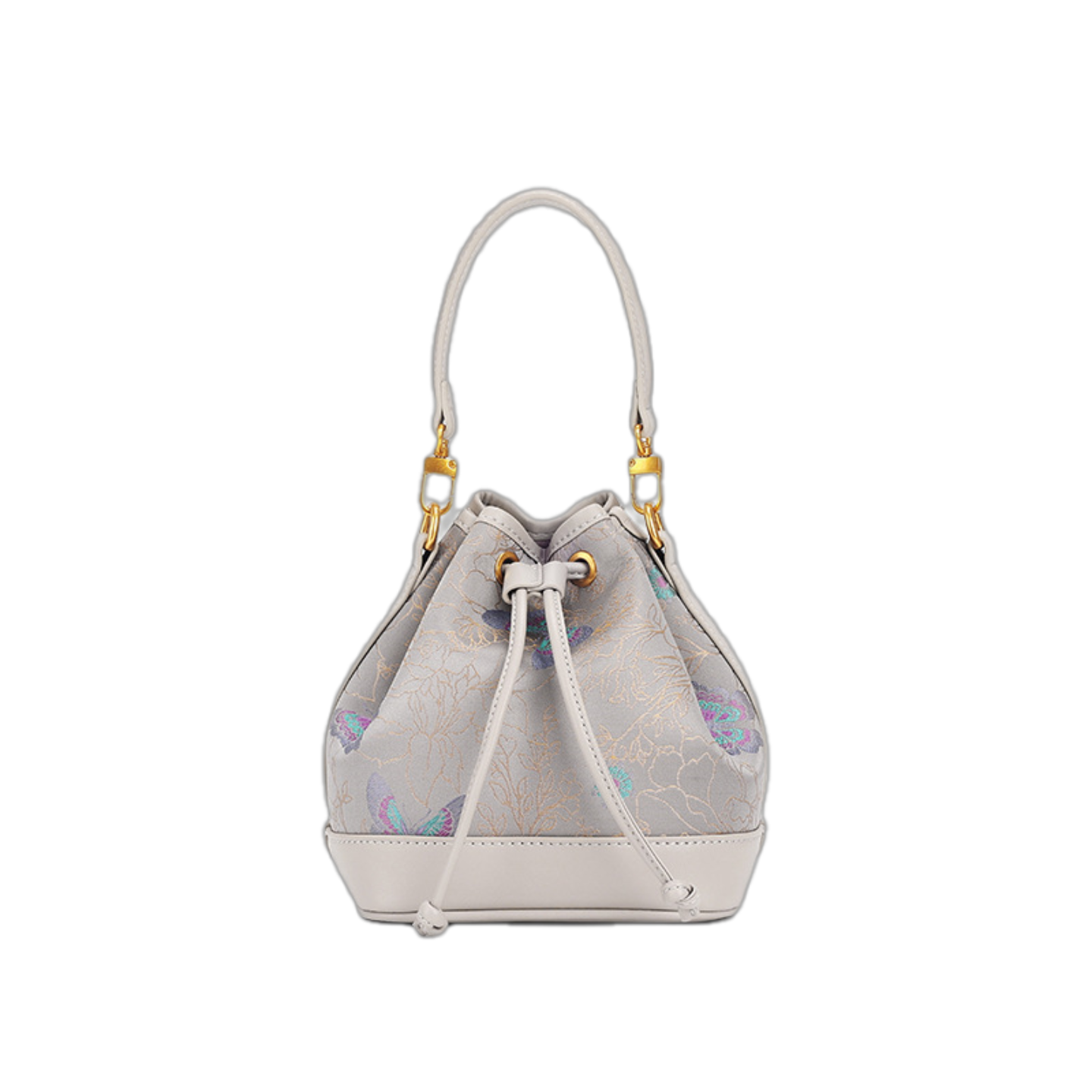 Song Brocade Drawstring Bucket Bag - Traditional Auspicious Patterns Exquisite Knitted Craft