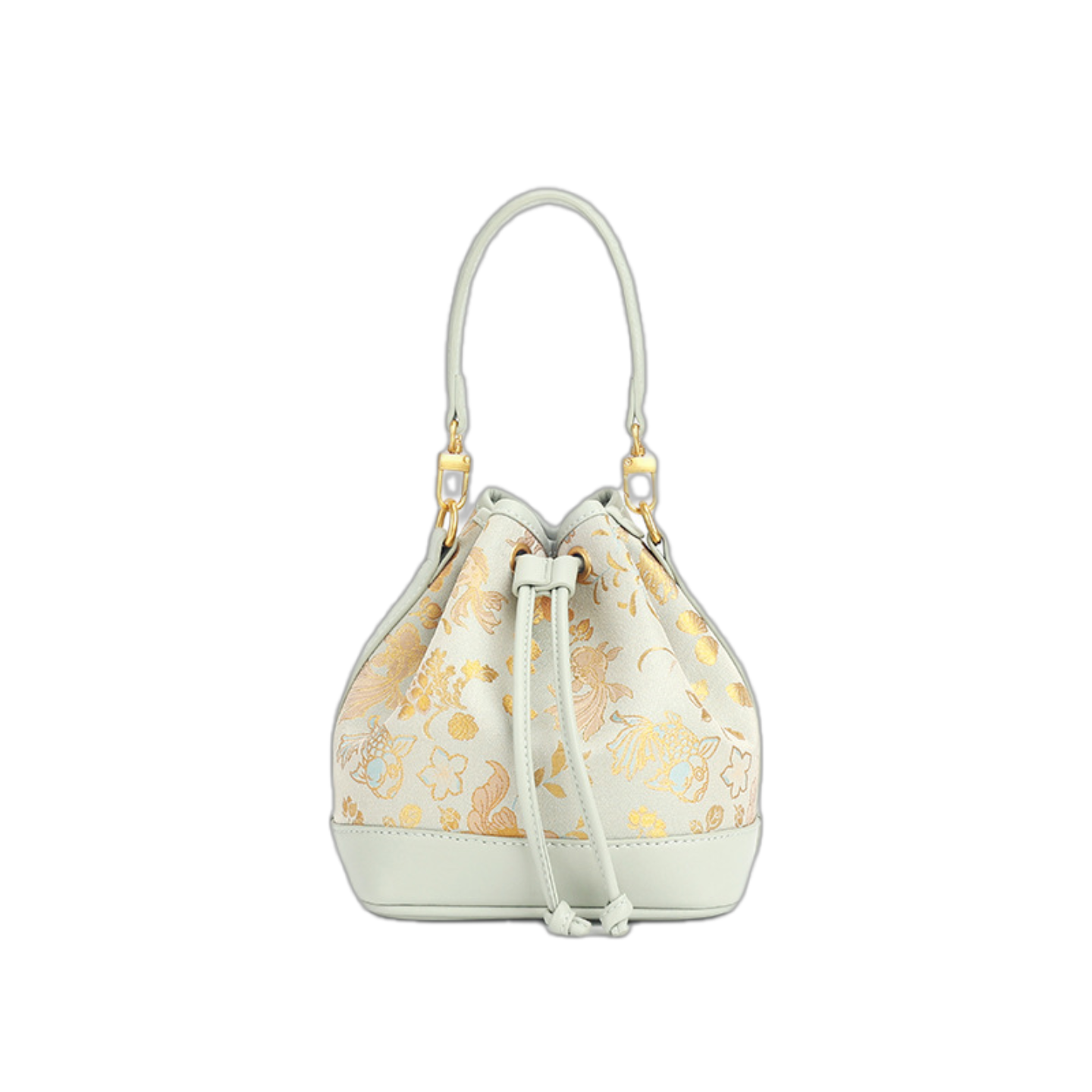 Song Brocade Drawstring Bucket Bag - Traditional Auspicious Patterns Exquisite Knitted Craft