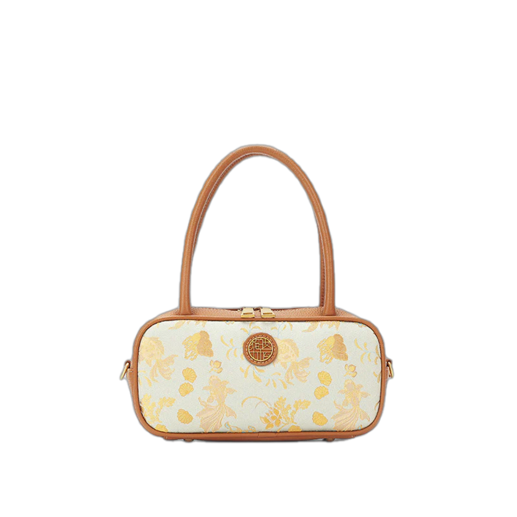 Song Brocade Handbag & Crossbody Bag - Goldfish & Seaweed Knitted Patterns