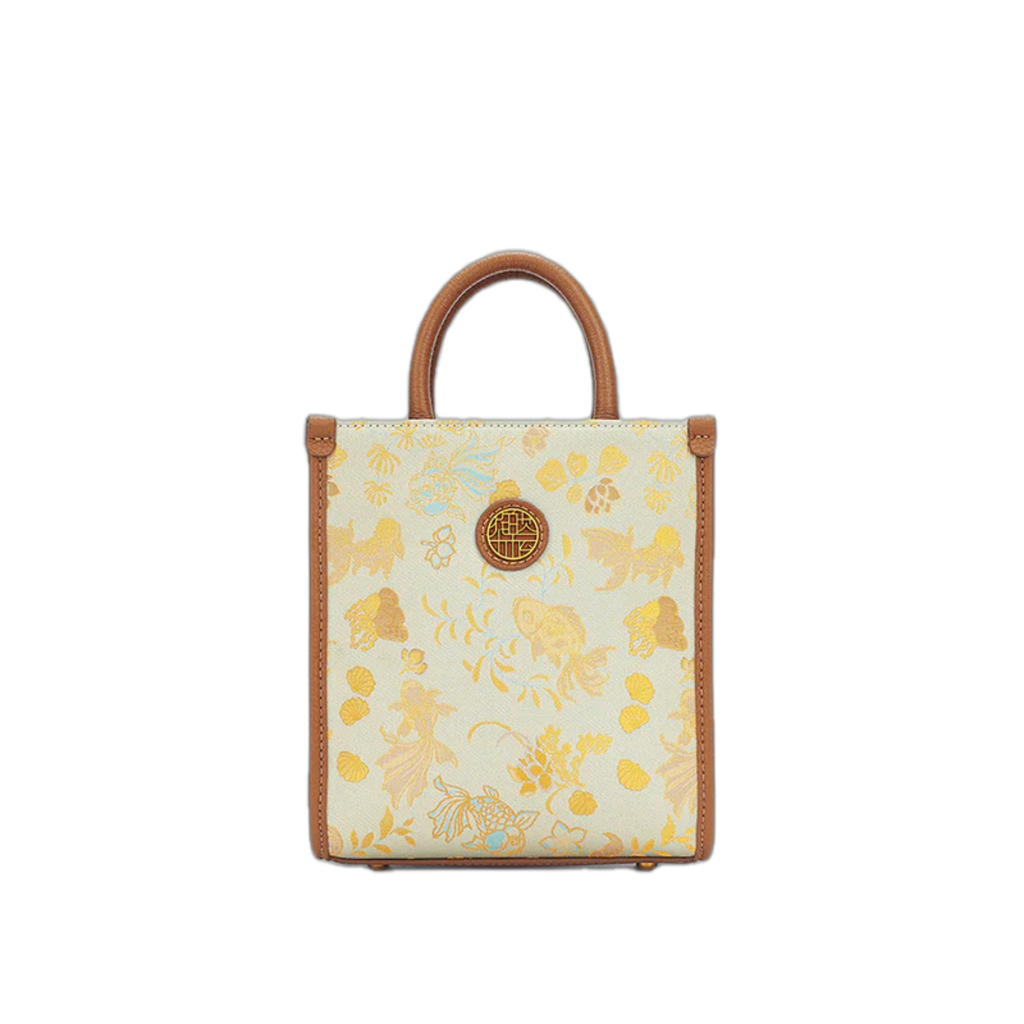 Mulberry Silk Song Brocade Goldfish & Seaweed Fine Knitted Patterns Handheld Shoulder Crossbody Bag