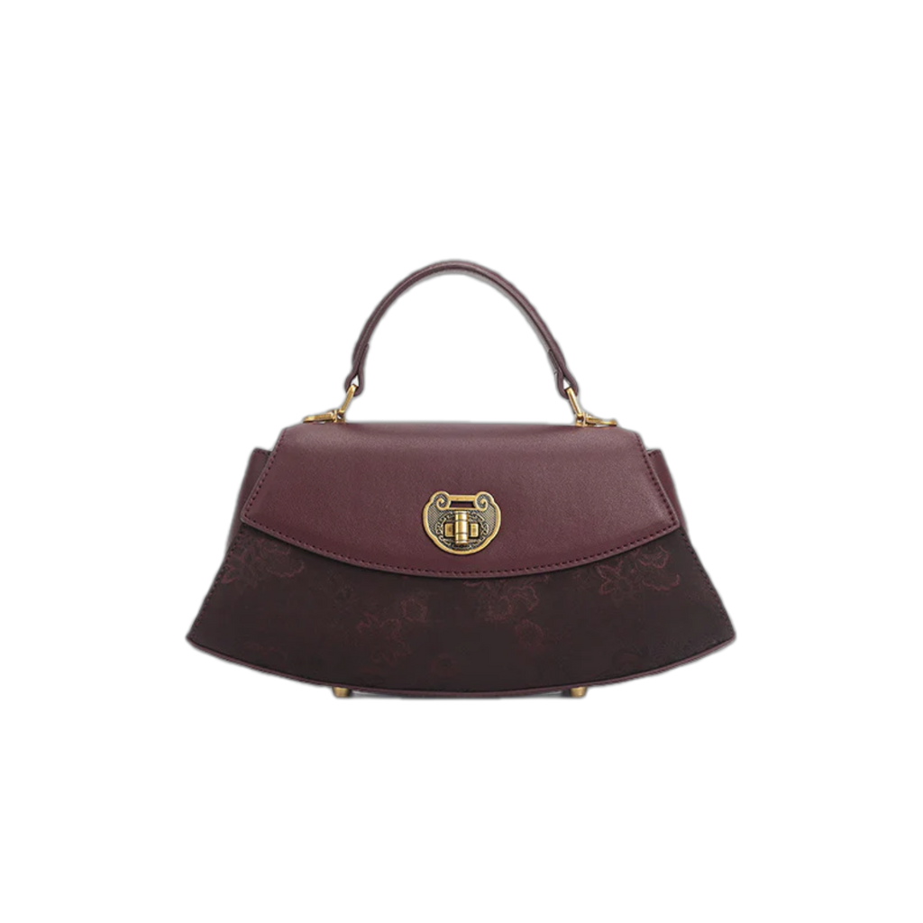 Xiangyunsha Shoulder Crossbody Handbag Rich Purple Peony Knitted Patterns