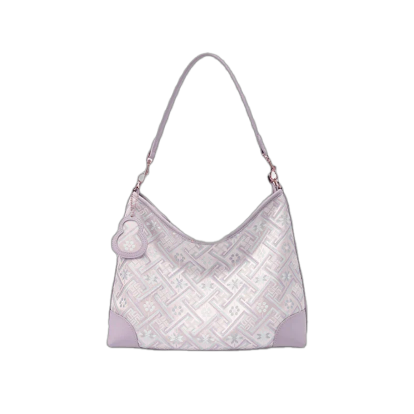 Zhuang Brocade Leather Shoulder Bag Tote Bag Romantic Purple