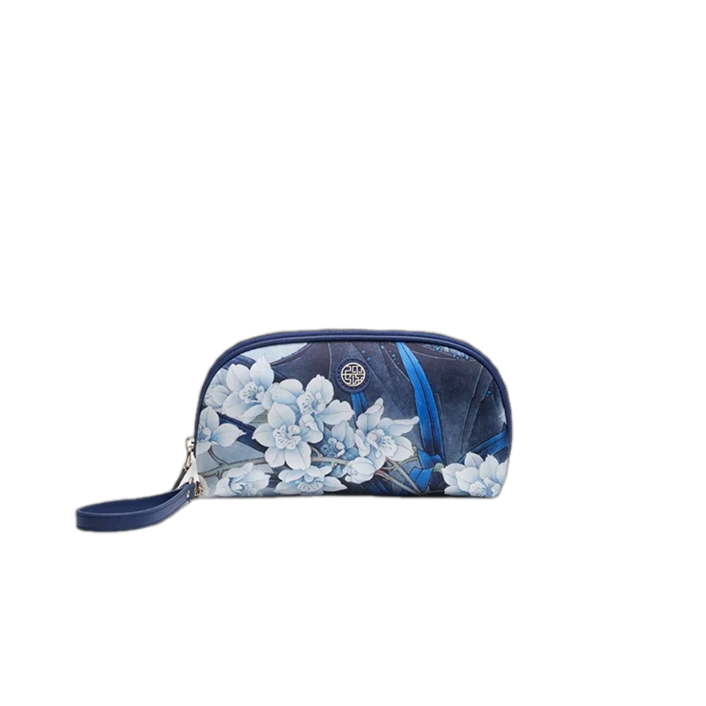 Chinoiserie Luxury Large-Capacity Blue Orchid Print Clutch