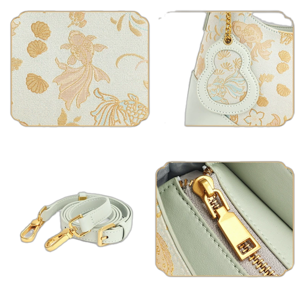 Goldfish Seaweed Knit Pattern Song Brocade Tote Bag