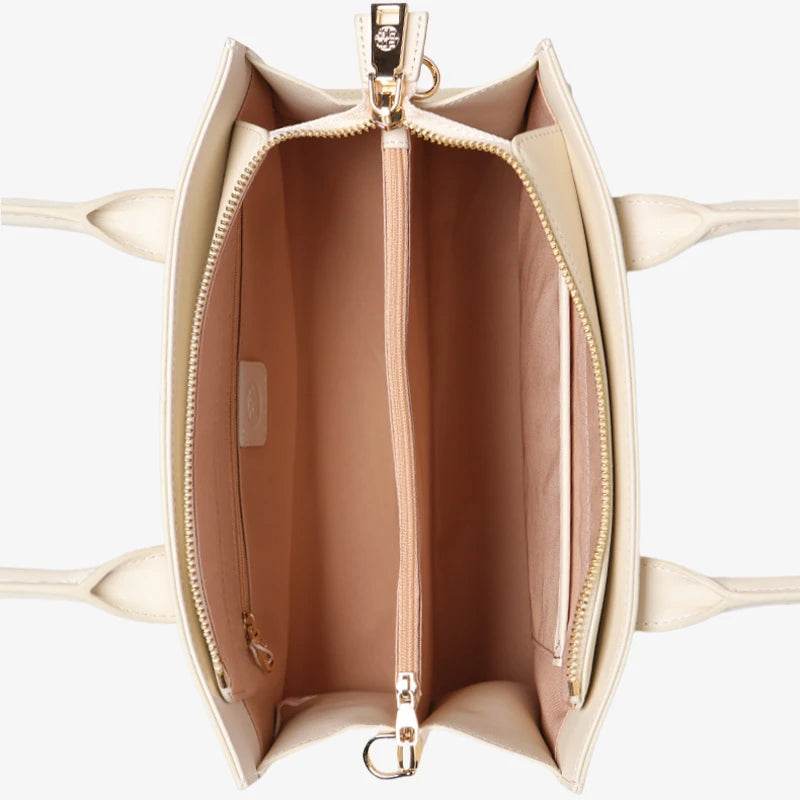 Embroidery Leather White Commuting Handbag Orchid with Scarf