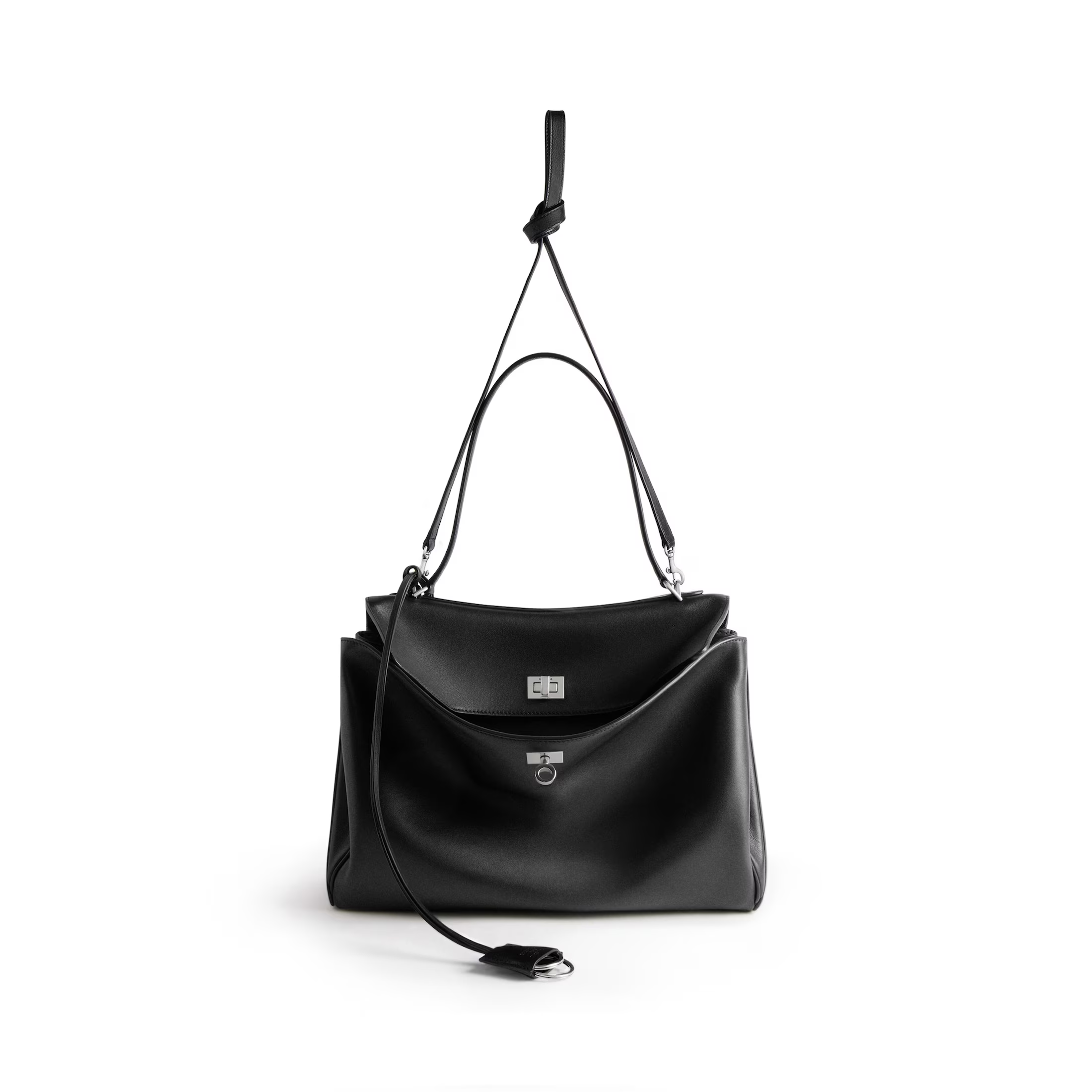 VT - SIXTY Black Silver - lock Light Luxury Fashion Lock Handheld Shoulder Bag