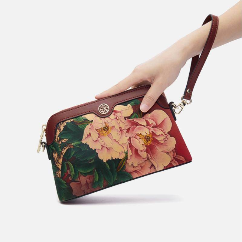 Mulberry Silk Handcrafted Flower Clutch Bag Women Wallet Eveing Purse