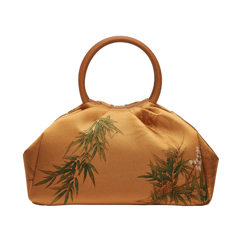 Mulberry Silk Chinese Style Yellow Bamboo Handbag
