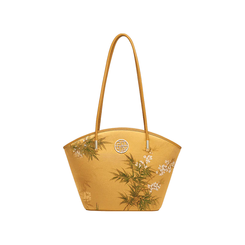 Mulberry Silk Handcrafted Bamboo Yellow Tote Bag